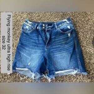 Flying Monkey Blue Jean Shorts Distressed Cut-Off